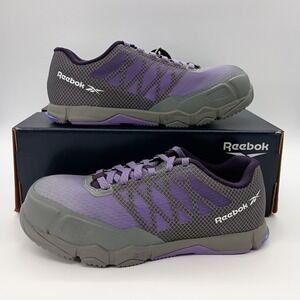 Reebok Speed TR Work Womens Wide 7W Composite Toe Safety Shoes Purple Grey RB451